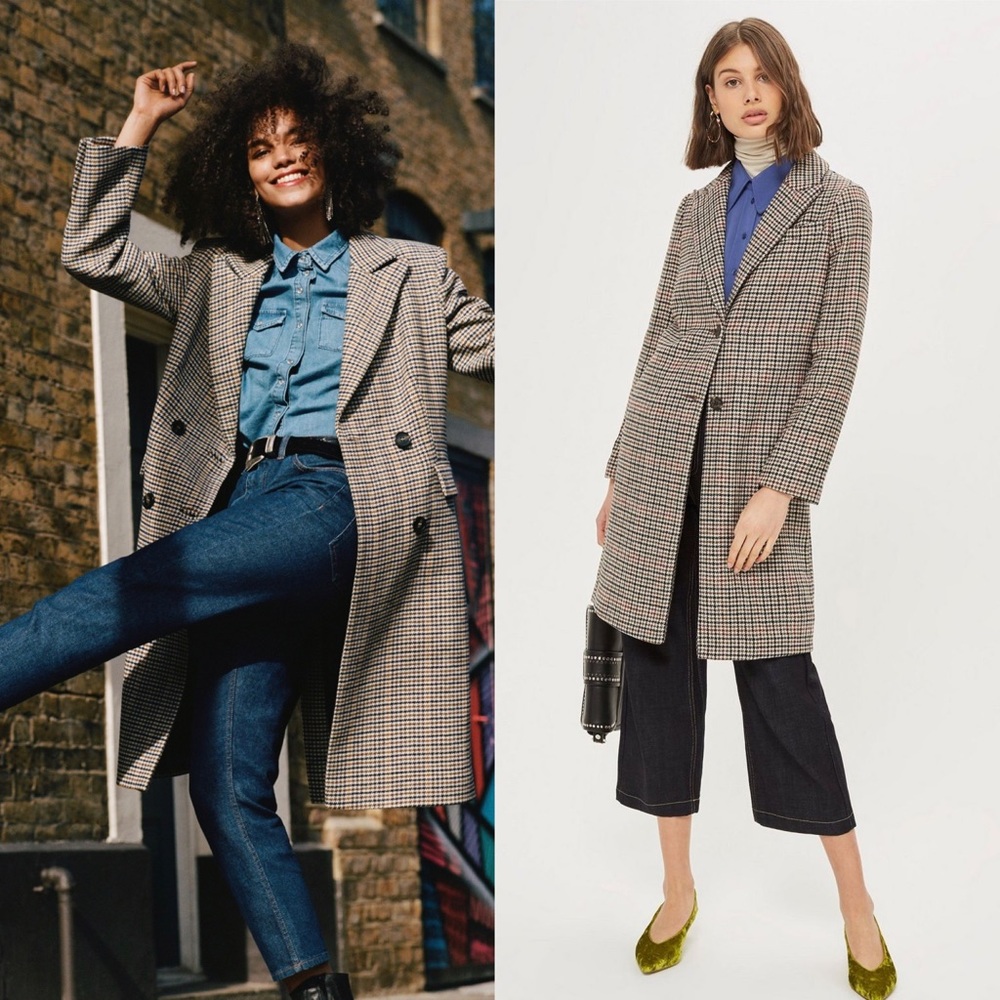 NWT ➡️ TOPSHOP BONDED HERITAGE CHECKED COAT